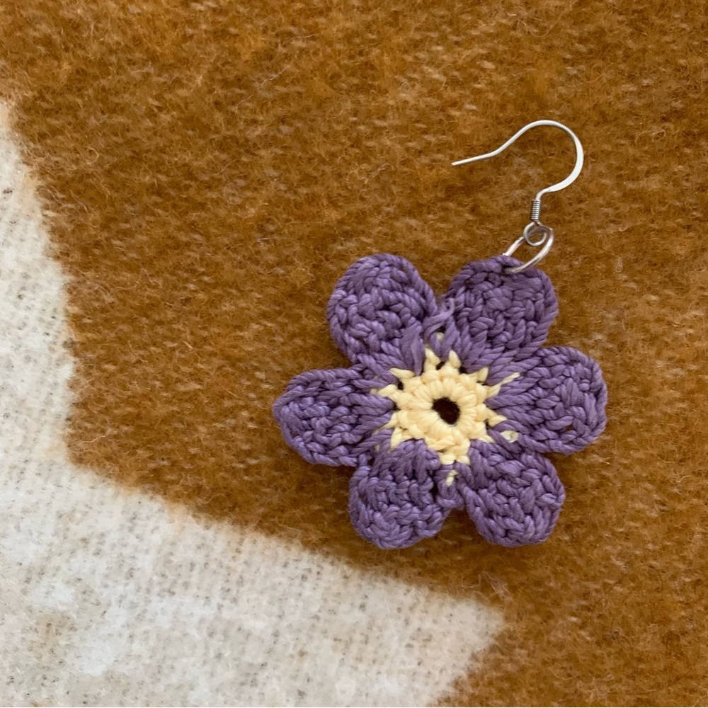 HANDMADE Crochet Flower Earrings - Picture 8 of 8